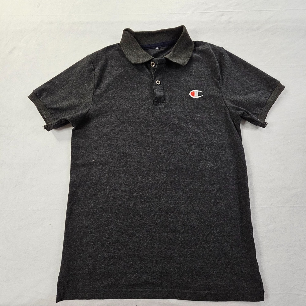 Champion Gray Short Sleeve Cotton Blend Polo Shirt Men's M